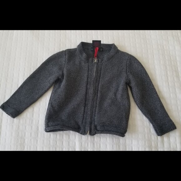 Cynthia Rowley Sweater Jacket Full Zip Grey Metallic Long Sleeve 9 - 12 Month - Picture 7 of 7